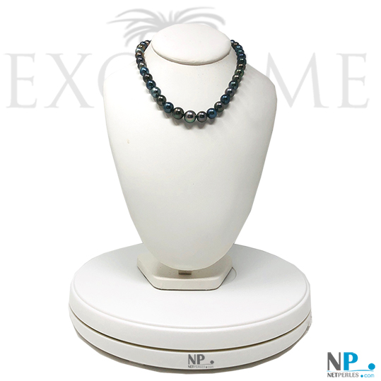 Collier de perles de tahiti semi rondes, qualité AA/AA+ longueur 43 à 44 cm 